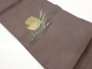  紗 籠に笹模様織出し名古屋帯